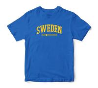 Kids Sweden T Shirt 2024 Retro Sverige Sports Games Swedish Athlete Boys Girls Tee, 12-13 Years, Royal