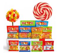 Kids Sweets Gift Box - Retro sweets gift box | Children selection sweets with gummy swets and large lolly | Golden Bears Fruitilious | Gluten Free sweet hamper for Kids men women 300g