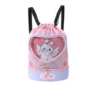 Kids Swim Bag Cartoon - Lightweight Oxford Fabric Backpack, Dry and Wet Separate Drawstring, Shoe Storage with Two Compartments, Durable PVC Hardware | Funny Summer Pool Accessories for Str, Rabbit