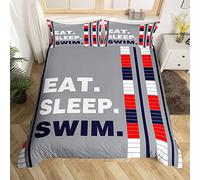 Kids Swim Bedding Set Water Sports Bedding Duvet Cover Set For Boys Girls Teens Swimming Lane Comforter Cover Set Swimming Lover Quilt Cover 2Pcs Single Size