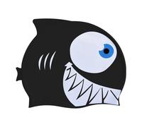 Kids Swim Cap - 8.27 Inches Silicone Shark Cartoon Hat for Water Safety, Comfortable Fit with Stretch Function, Fun Bathing Cap for Pool Beach Outdoor, Blue Material, Gift Pack Use