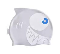 Kids Swim Cap - 8.27 Inches Silicone Shark Cartoon Hat for Water Safety, Comfortable Fit with Stretch Function, Fun Bathing Cap for Pool Beach Outdoor, Blue Material, Gift Pack Use