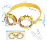 Kids Swim Goggles with Earplugs, Cute Giraffe Swimming Goggles for Toddler Kids Youth(4-14), Anti-Fog Anti-UV Leak-proof Clear Vision Water Pool Goggles, Swim Glasses with Portable Bag for Boys Girls