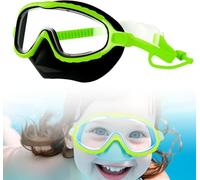 Kids Swim Goggles with Nose Cover, Anti-Fog Child Diving Goggles Leak-Proof with Fabric Strap for Children & Teens 3-15 Years,Clear Wide Vision, Waterproof (Black)