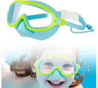 Kids Swim Goggles with Nose Cover, Anti-Fog Child Diving Goggles Leak-Proof with Fabric Strap for for Children & Teens 3-15 Years,Clear Wide Vision, Waterproof (Blue)