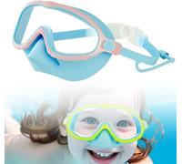 Kids Swim Goggles with Nose Cover, Anti-Fog Child Diving Goggles Leak-Proof with Fabric Strap for for Children & Teens 3-15 Years,Clear Wide Vision, Waterproof (Light Blue)