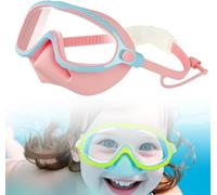 Kids Swim Goggles with Nose Cover, Anti-Fog Child Diving Goggles Leak-Proof with Fabric Strap for for Children & Teens 3-15 Years,Clear Wide Vision, Waterproof (Pink)