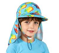 Kids Swim Hat with Neck Protection Legionnaire Cap Sun Visor Baseball Hat Quick Drying Swimming Flap Caps with Chin Strap UPF50+ Adjustable Summer Beach Cap for Travel Beach Holiday