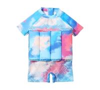 Kids Swim Vest One Piece Toddler Swimming Costume Girls Float Suits,Rash Guard Swimsuit Buoyancy Floatsuit with 1/4 Zip Sun Shirt UPF50+ Swimwear Bathing Suit Top