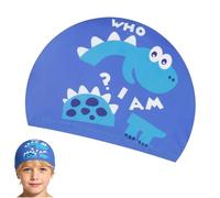 Kids Swimming Cap Fabric Swimming Cap Kids Soft Stretchy Comfortable Swim Hat Kid for Age 4-10 Swimming Hat Kid Anti-Slip Waterproof Boys Girls Swimming Caps Blue Dinosaur Pattern