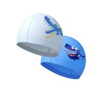 Kids Swimming Cap x 2 pcs - Swim Cap Kids Swim Hat Swimming Hat for Kids Boys Girls Aged 4-10 (Blue1+White1)