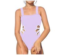 Kids Swimming Costume Girls' Swimwear Swimsuit Kids Swim Suits Athletic Bathing Suit for Swim Team Light Purple