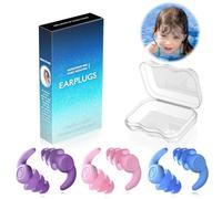 Kids Swimming Ear Plugs, 3 Pairs Waterproof Silicone Reusable Earplugs, Ear Protection for Showering Swimming Bathing Surfing for Children 4-12 Years Old