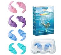 Kids Swimming Ear Plugs, 4 Pairs Waterproof Silicone Reusable Earplugs, Ear Protection for Showering Swimming Bathing Surfing for Children 4-12 Years Old