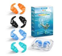 Kids Swimming Ear Plugs, 4 Pairs Waterproof Silicone Reusable Earplugs, Ear Protection for Showering Swimming Bathing Surfing for Children 4-12 Years Old