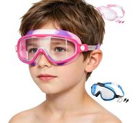 Kids Swimming Goggle, Wide View Anti Fog, UV Protection Glasses, Adjustable Leak Proof Swim Eyewear Set, Nose Clip Ear Plug Included, Pool Training Water Sports Gear for Outdoor Use 6.3 x 2.95 Inches