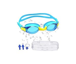 Kids Swimming Goggles Anti-Fog Leak Proof UV Resist Ear Plugs Nose Clip & Case