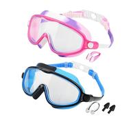 Kids Swimming Goggles Set, Waterproof Eye Protection Gear, Anti Fog UV Protection Function, 16x7.5cm Wide View, Leak Proof Silicone Seal Design, Swim Accessories Kit for Pool Beach Summer Outdoor Fun