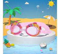 Kids Swimming Goggles, Swimming Goggles Pc Anti Fog Len + Silicone Len Ring Glasses Strap Cute Cartoon Kid Swimming Glasses Kid Goggles for Swimming with Earplug for Children (#1)