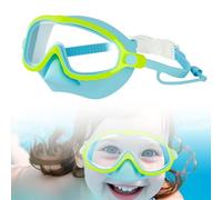 Kids swimming goggles with nose mask - Toddler anti-choking, anti-fog, and anti-ultraviolet swimming goggles - Children's diving mask, suitable for water play (Yellow-Blue)