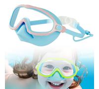 Kids swimming goggles with nose mask - Toddler anti-choking, anti-fog, and anti-ultraviolet swimming goggles - Children's diving mask, suitable for water play (Pink-Blue)