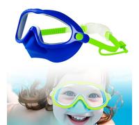 Kids swimming goggles with nose mask - Toddler anti-choking, anti-fog, and anti-ultraviolet swimming goggles - Children's diving mask, suitable for water play (Dark Blue)