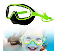 Kids swimming goggles with nose mask - Toddler anti-choking, anti-fog, and anti-ultraviolet swimming goggles - Children's diving mask, suitable for water play (Green-Black)