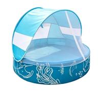 Kids Swimming Pool Foldable Inflatable PVC Play Tub Canopy Net Shade Tent Outdoor Portable Beach Pool Frame Sun Shelter Water Play 120x30cm Eco Friendly Material Summer Backyard Bathing