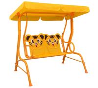 Kids Swing Bench Fabric Outdoor Garden Hammock Seating Brown/Yellow vidaXL