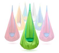 Kids Swing Seat Hammock Chair Indoor Outdoor Hanging Chair for Children,Soft & Safe with High Weight Capacity, Easy Install Perfect for Bedroom, Garden, Playroom (Light Green)