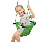 Kids Swing Seat With Adjustable Ropes, Hand-Knitting Child Swing Seat Great For Tree, Outdoor Indoor, Playground, Backyard(Color:green)