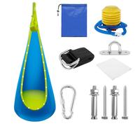 Kids Swing Seat with Inflatable Cushions Child Hammock Chair with LED Lights for Indoor and Outdoor, Hammock Chair Swing Thicken PVC Inflatable Cushions (Blue)