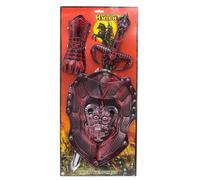 Carousel Toys and Gifts Kids Sword Shield Gauntlet Battle Pack Toy | Children's Medieval Knight Costume Fancy Dress | Play Sword Shield Set Role Playing - Red