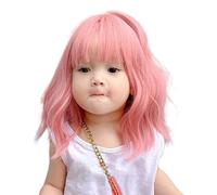 Kids Synthetic Short Curly Hair Wigs With Natural Bangs For Stage Show Cosplay Party Soft Breathable Full Headcover Wigs Synthetic Haircover For Kids