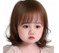 Kids Synthetic Short Wigs with Curly Bangs Natural Hairlines Breathable for Parties Cosplay Costume Event Adjustable Lace Front Kids Wigs
