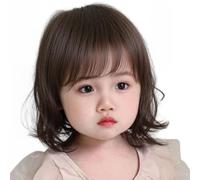Kids Synthetic Short Wigs with Curly Bangs Natural Hairlines Breathable for Parties Cosplay Costume Event Adjustable Lace Front Kids Wigs