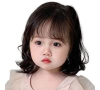 Kids Synthetic Short Wigs with Curly Bangs Natural Hairlines Breathable for Parties Cosplay Costume Event Adjustable Lace Front Kids Wigs