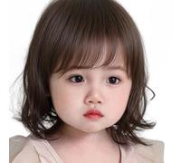 Kids Synthetic Short Wigs With Curly Bangs Natural Hairlines Breathable For Parties Cosplay Costume Event Synthetic Girls Party Wigs