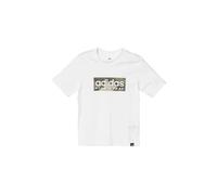 adidas Boy's CAMO Linear Junior Boys Graphic TEE, White, 7-8 Years