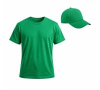 Kids T-Shirt & Cap Combo Set Cotton Summer Outfit for Boys & Girls Sizes 3-12 Years Breathable Casual Clothing Set with Adjustable Hat for Beach, Park, Party, Daily Wear Kelly Green