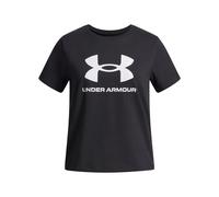 Under Armour Girls' Big Logo Short Sleeve, Comfortable and Fast-Drying Girls' T-Shirt, Logo T-Shirt for Training and Casual Wear,Black / / White,YMD