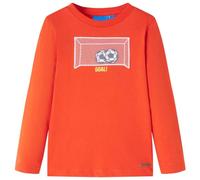 Kids' T-Shirt with Long Sleeves Tee Football Goal Design Bright Orange 140