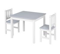 Kids Table 2 Chairs Set Desk Toddler Childrens Play Dining Set 3 Pc White Grey