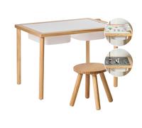 Kids Table and Chair Set KEMPSEY Light Brown with Storage