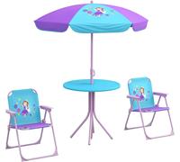 OUTSUNNY Children Table & Chair Set Outdoor Garden Furniture Set w/ Fairy Theme in Blue Outsunny Blue