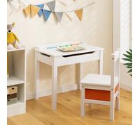 Kids Table and Chair Set Children Wooden Activity Table Set w/ Drawer & Flip Top