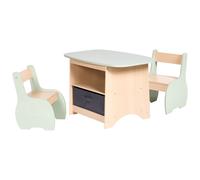 Kids Table with Chairs LUCAS Light Brown/ Green