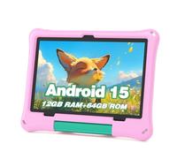 Kids Tablet, 10.1 Inch Android 15 Tablet for Kids, 12GB+64GB, Octa-Core, 6000mAh Battery, WiFi 6, Pre-Installed Kids Apps, Parental Control, with EVA Protective Case - Ideal Gift for Toddler (Pink)