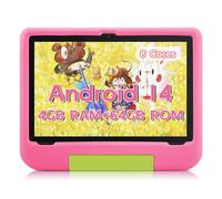 Kids Tablet 10 Inch - Android 14 Tablet for Kids, Octa-Core 8(4+4)GB+64GB, IPS HD 1280x800 Toddler Tablet, WiFi 6, Dual Camera, GMS, Parental Control, Kids Content & Eye Protection (Pink EVA Case)