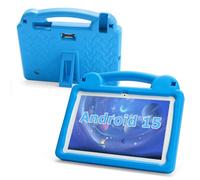 Kids Tablet 10 Inch, Android 15 Tablet for Kids, A523 Octa-Core, 8GB+64GB, 1TB Expandable, WiFi 6 (2.4G+5G), EVA Case with Stand, Blue